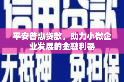 香洲平安普惠贷款，助力小微企业发展的金融利器
